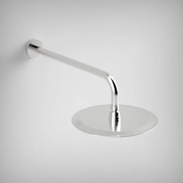 AVA 250mm Round Shower Head with Ceiling or Wall Arm Option Polished Steel