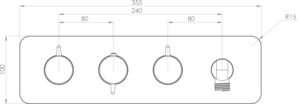 Saneux Eden 3 Way Thermostatic Shower Valve Kit In Landscape - Brushed Brass detail view - Image 3