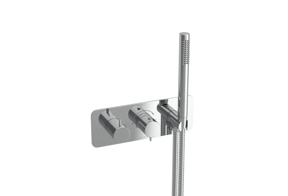 Saneux Eden 2 Way Thermostatic Shower Valve Kit In Landscape With Handspray - Chrome product image - Image 1