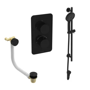 Saneux Cos 2 Way Shower Kit - W/ 3 Function Handset & Slider Rail & Bath Filler - Satin Black
