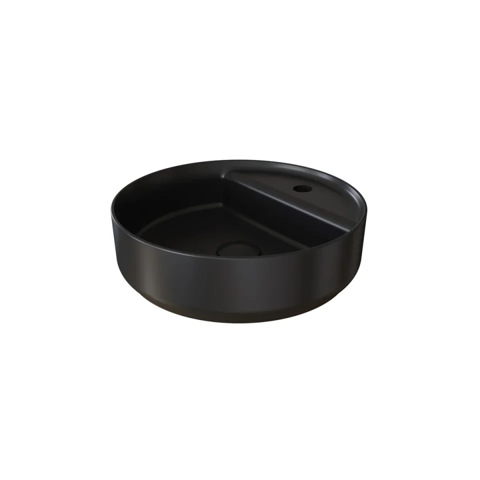 Saneux Oxford 42cm Countertop Basin 1 Tap Hole - Matte Black detail view - Image 2