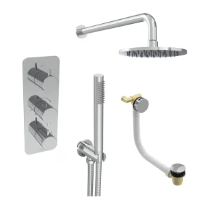 Saneux Eden 3 Way Shower Kit - W/ Slim Handset & Bath Filler & Shower Head - Chrome