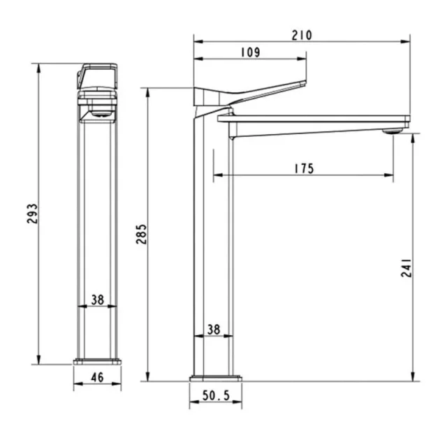 Just Taps Hix Tall Single Lever Basin Mixer Brushed Brass detail view - Image 2