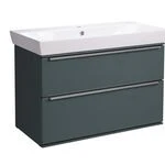 Roper Rhodes 800mm Scheme Wall Mounted Double Drawer Unit - Juniper Green