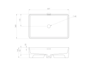 Saneux Sienna 55x35cm Rectangular Countertop Washbasin