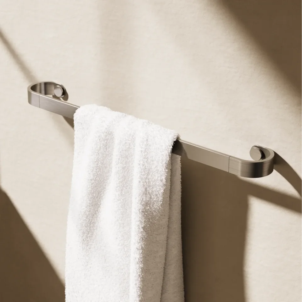 Crosswater Velo Towel Rail 600mm Brushed Nickel detail view - Image 2