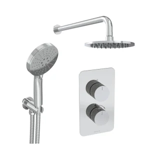 Saneux Cos 2 Way Shower Kit - W/ 3 Function Handset & Shower Head - Fluted - Chrome