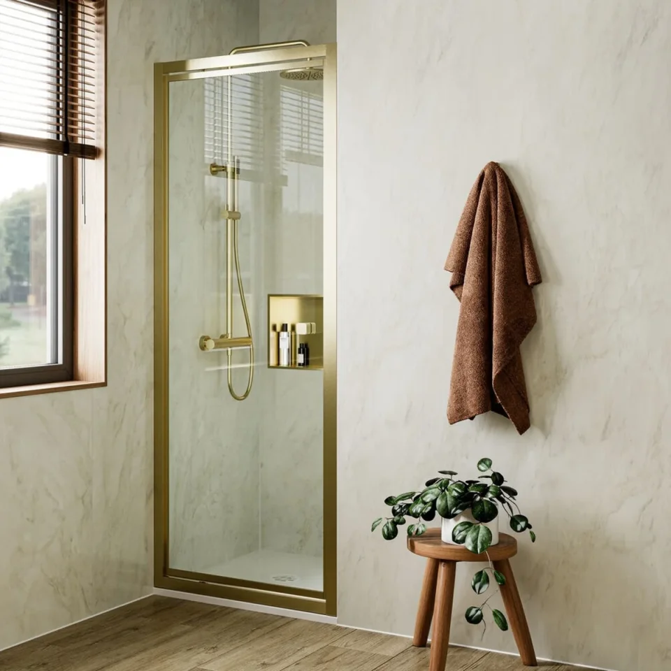 Crosswater 6mm Pivot Door 800 Brushed Brass product image - Image 1