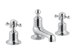 Just Taps Grosvenor Cross 3 Hole Deck Mounted Bath Filler Tap Chrome