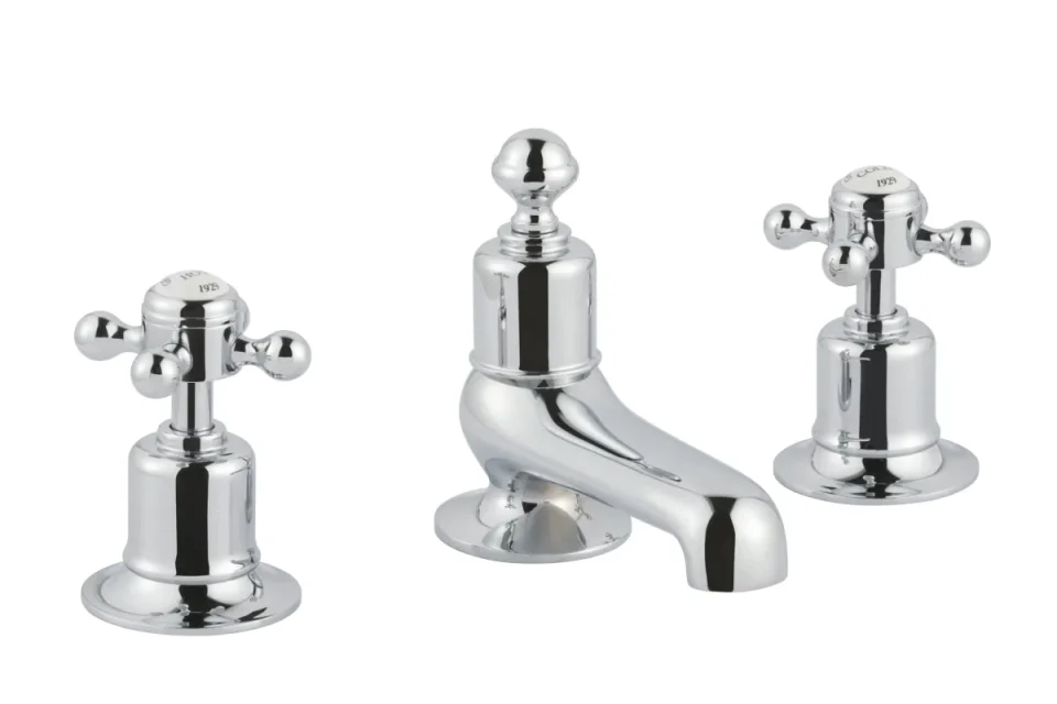 Just Taps Grosvenor Cross 3 Hole Deck Mounted Bath Filler Tap Chrome product image - Image 1