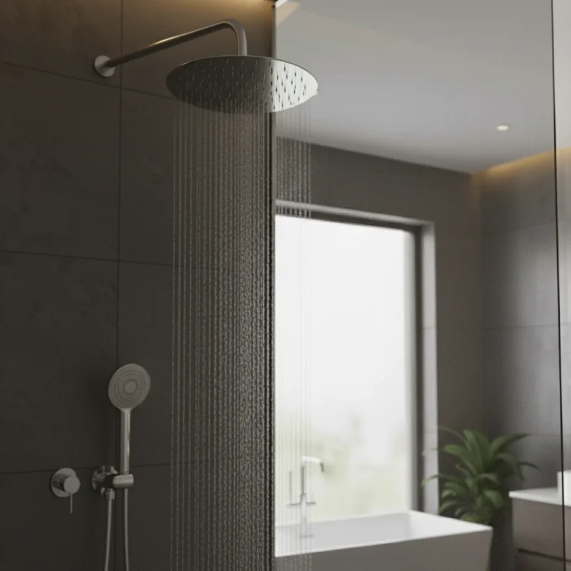 Ava Round 250mm Shower Head (8mm Thickness) - Polished Stainless Steel detail view - Image 10