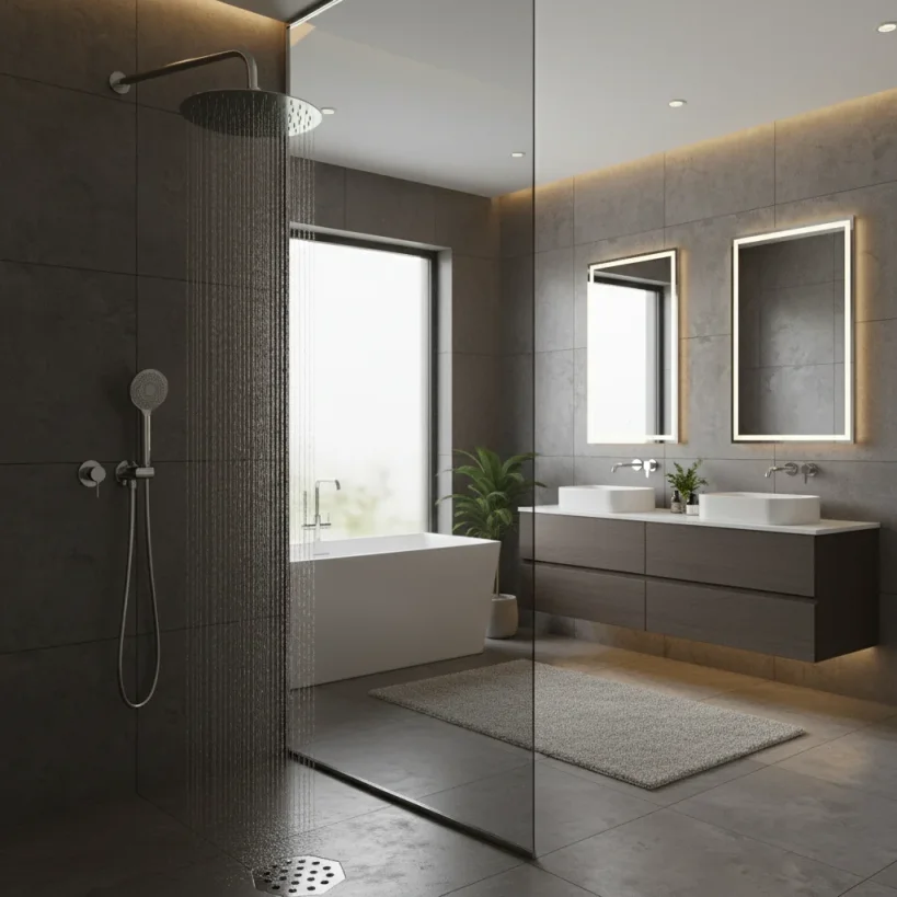 Ava Round 250mm Shower Head (8mm Thickness) - Polished Stainless Steel detail view - Image 9