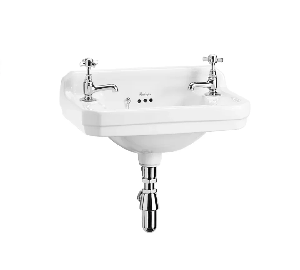 Burlington Edwardian Cloakroom Basin 2th 510 Gloss White product image - Image 1