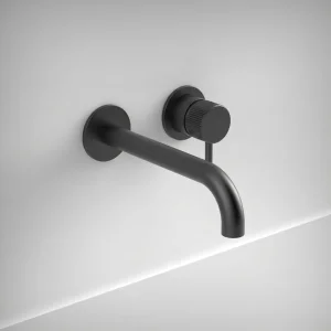 Ava Fluted 2 Hole Wall Mounted Bath Mixer 3.0 - Brushed Black
