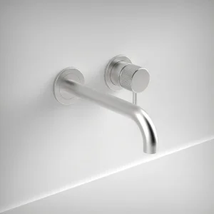 Ava Fluted 2 Hole Wall Mounted Bath Mixer 3.0 - Brushed Stainless Steel