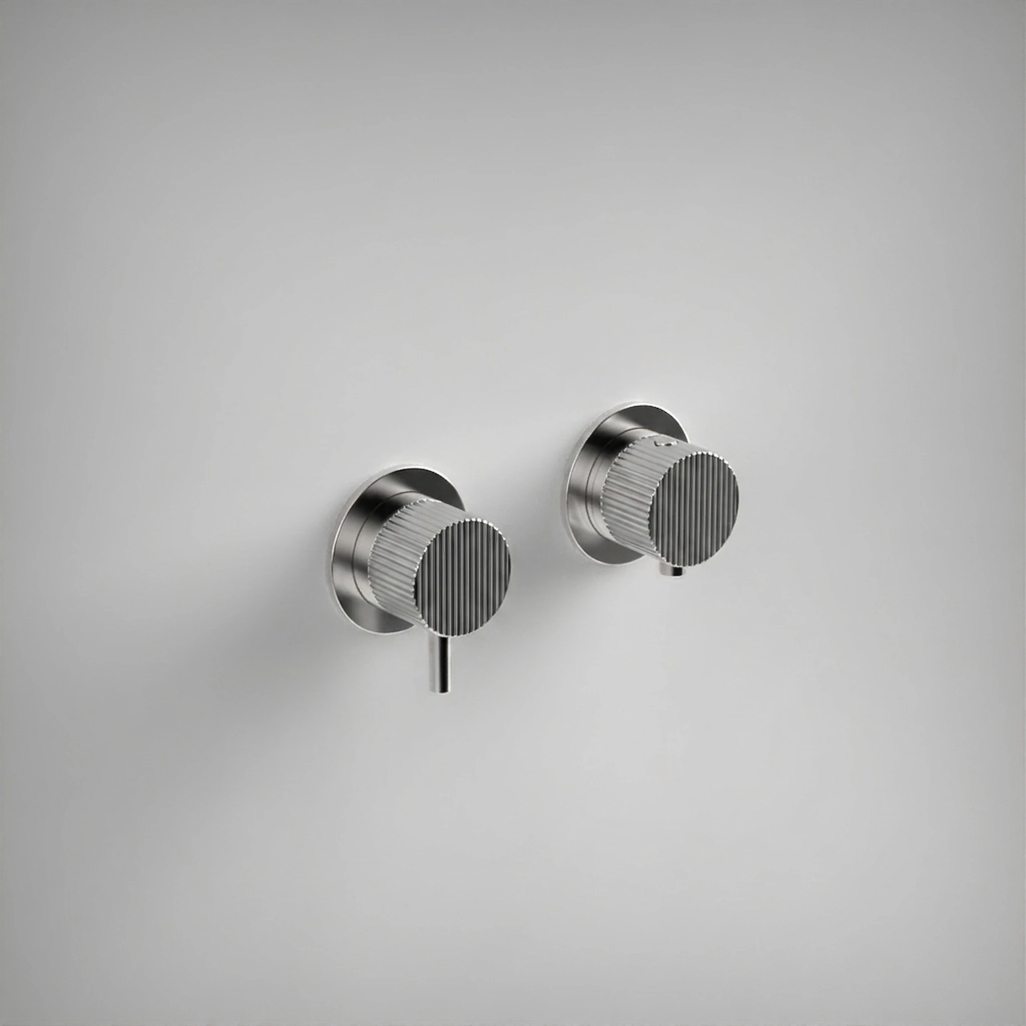 Ava Fluted 1 Way 2 Handle Thermostatic Valve W/ Flanges - Polished Stainless Steel