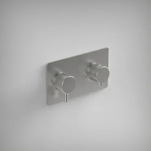 Ava Fluted 2 Way 2 Handle Thermostatic Valve W/ Backplate 3.0 - Brushed Stainless Steel