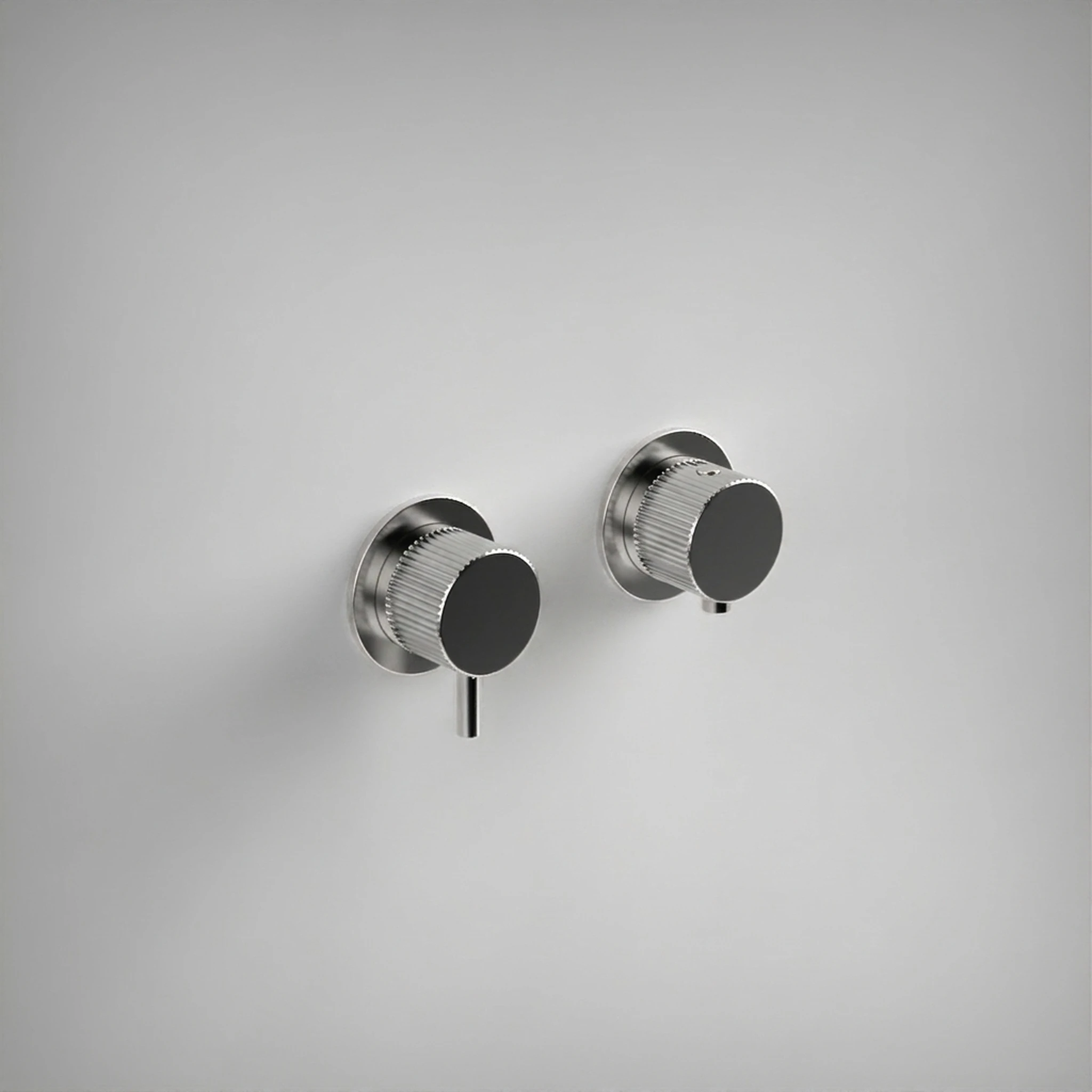 Ava Fluted 2 Way 2 Handle Thermostatic Valve W/flanges 3.0 - Polished Stainless Steel