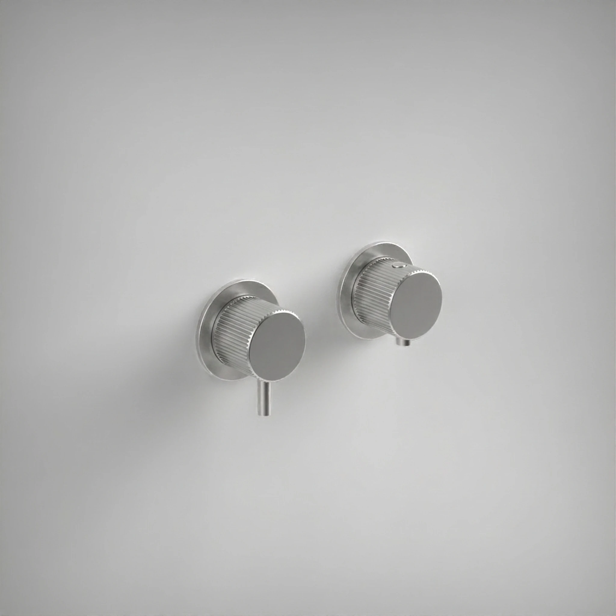 Ava Fluted 2 Way 2 Handle Thermostatic Valve W/flanges 3.0 - Brushed Stainless Steel