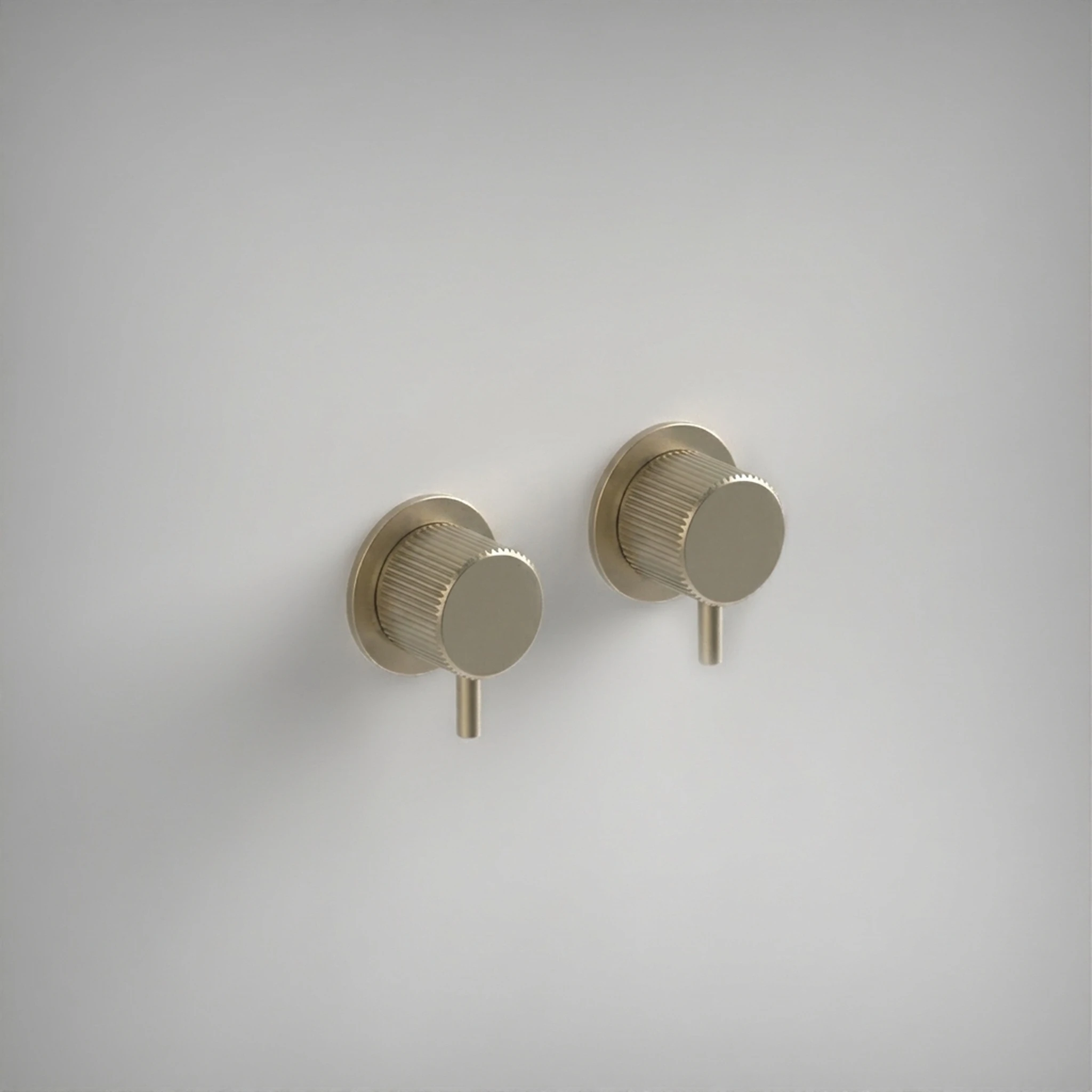 Ava Fluted Hot & Cold Stop Valves W/ Flanges - Brushed Brass