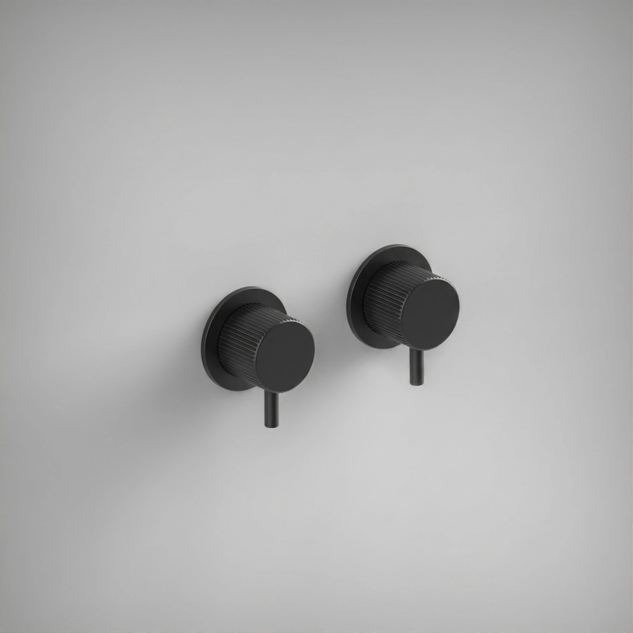 Ava Fluted Hot & Cold Stop Valves W/ Flanges - Brushed Black