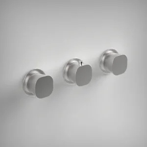 Ava Purity 3 Way 3 Handle Thermostatic Valve W/ Flanges - Polished Stainless Steel