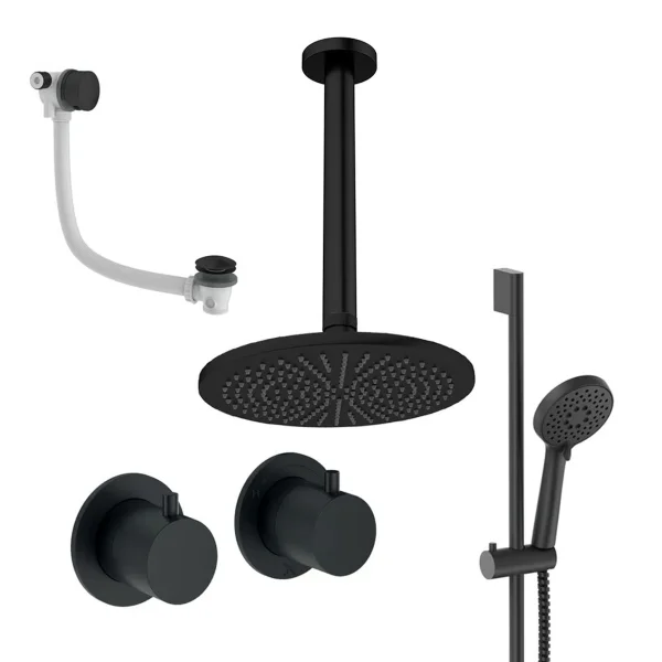 Crosswater Module Shower Set 7 Matt Black 300mm Ceiling Mounted