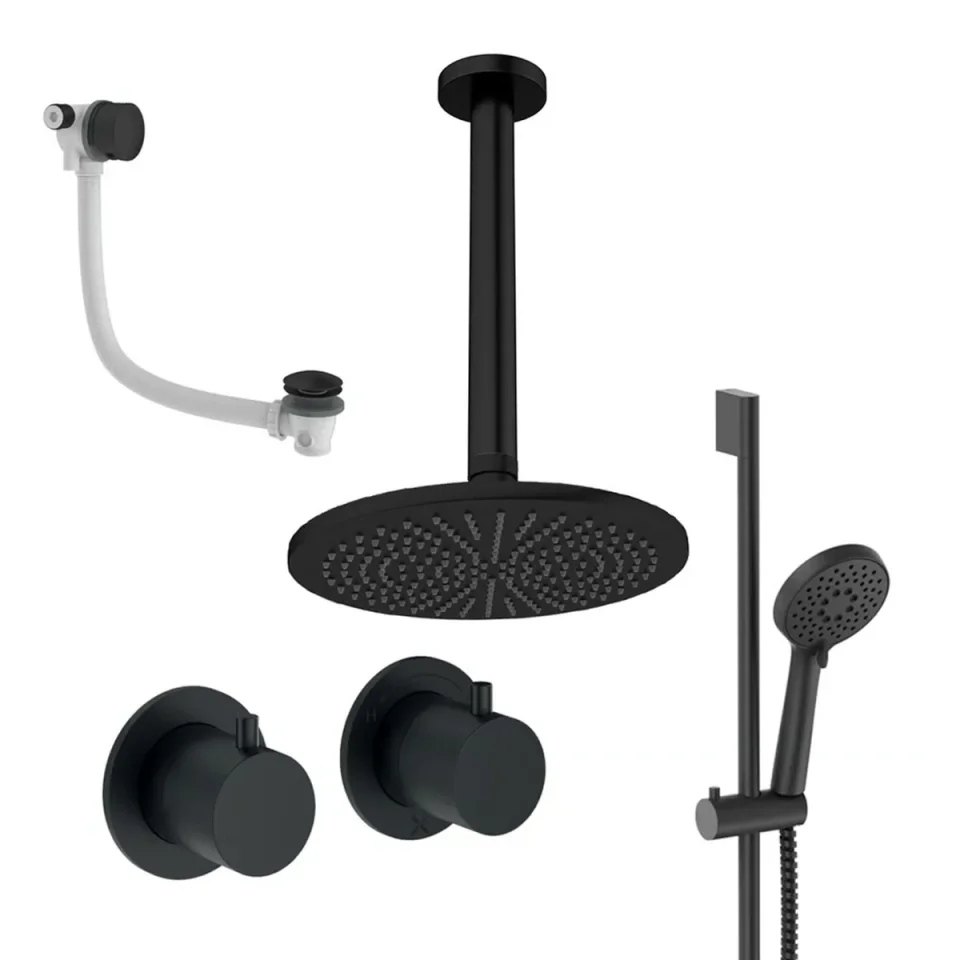 Crosswater Module Shower Set 7 Matt Black 300mm Ceiling Mounted product image - Image 1