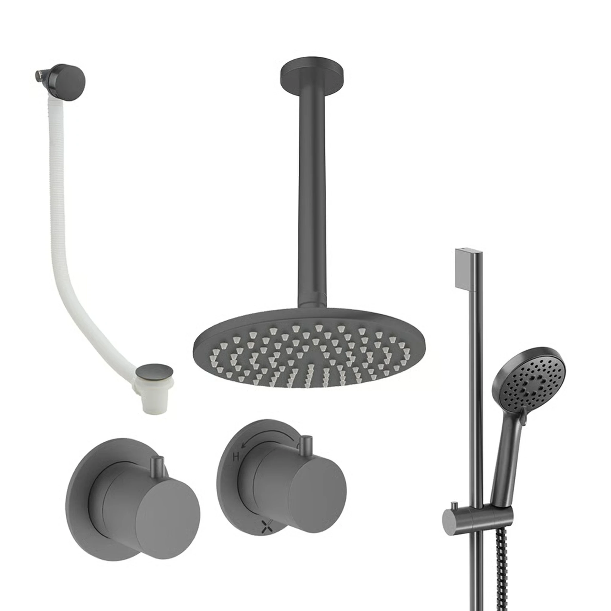 Crosswater Module Shower Set 7 Slate 200mm Ceiling Mounted