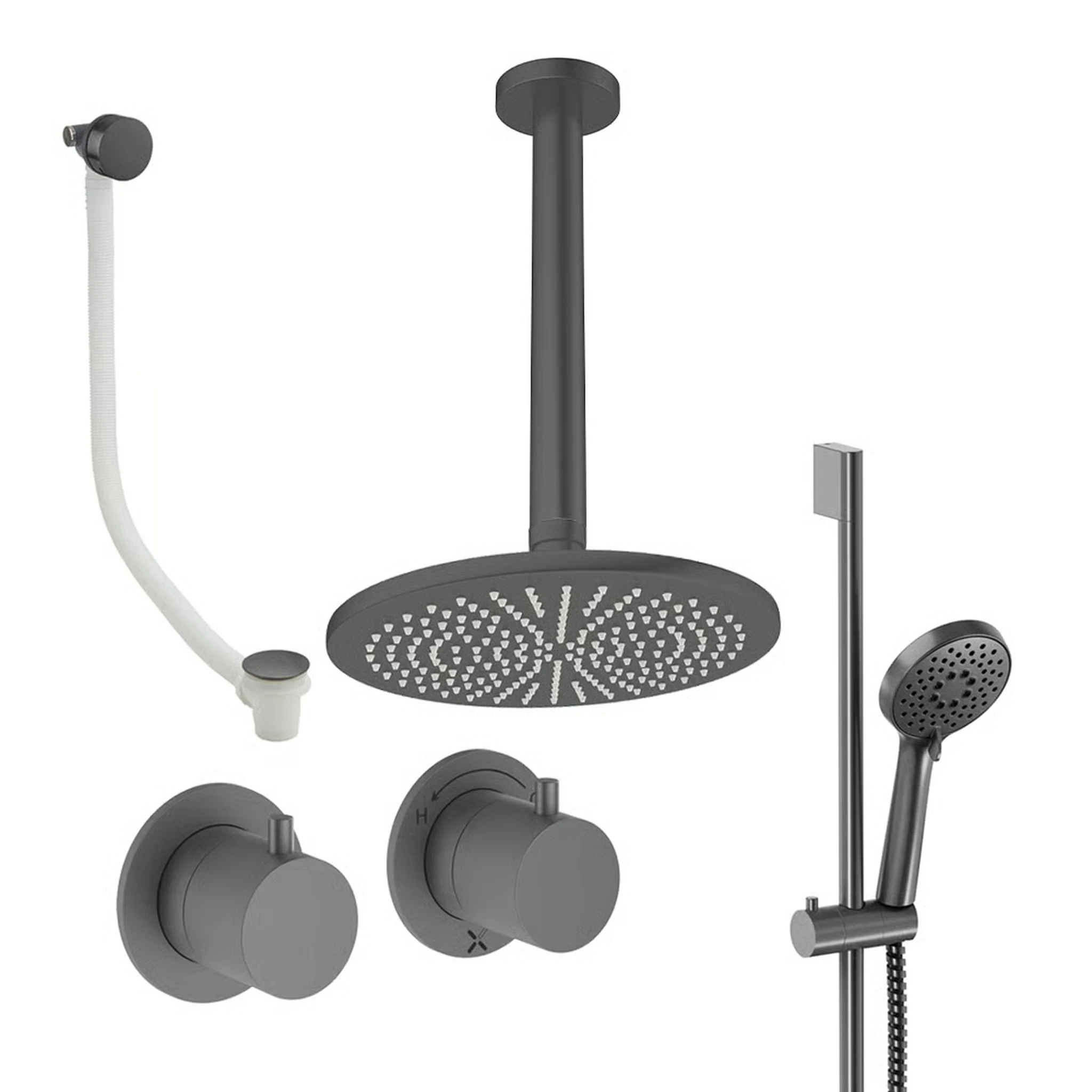Crosswater Module Shower Set 7 Slate 300mm Ceiling Mounted