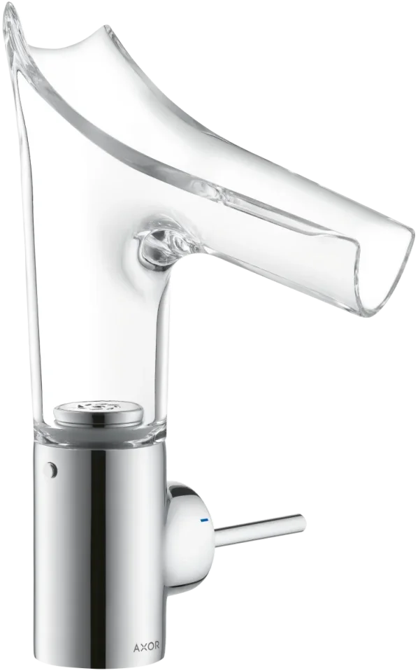 Axor Starck V Single Lever Basin Mixer 140 With Glass Spout Without Waste Chrome product image - Image 2