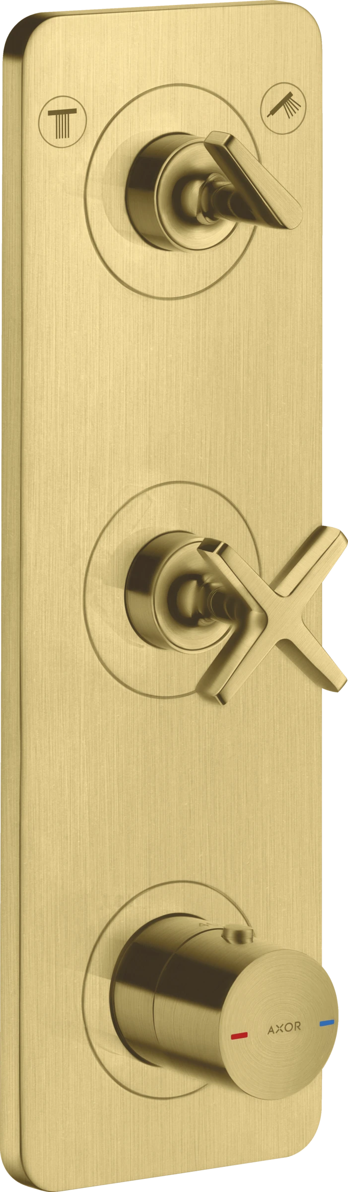 Axor Citterio E Thermostatic Module 380/120 For Concealed Installation For 2 Outlets With Plate Brushed Brass