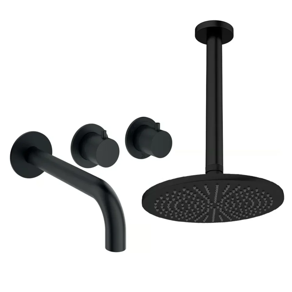 Crosswater Module Shower Set 3 Matt Black 300mm Ceiling Mounted product image - Image 1