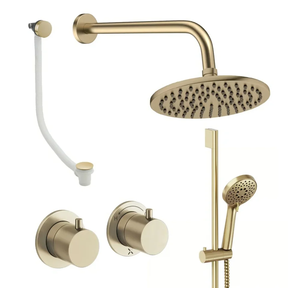 Crosswater Module Shower Set 7 Brushed Brass 200mm product image - Image 1