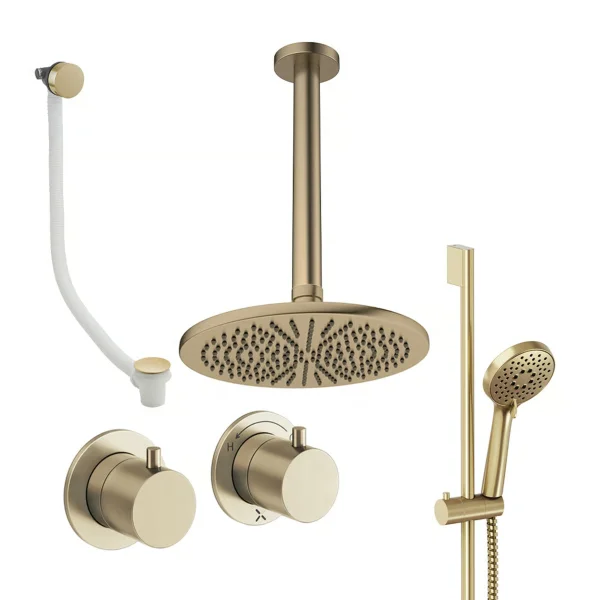 Crosswater Module Shower Set 7 Brushed Brass 300mm Ceiling Mounted