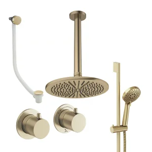 Crosswater Module Shower Set 7 Brushed Brass 300mm Ceiling Mounted