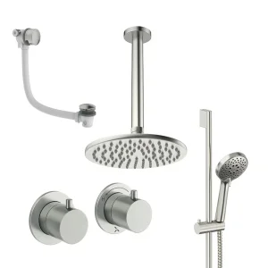 Crosswater Module Shower Set 7 Brushed Nickel 200mm Ceiling Mounted
