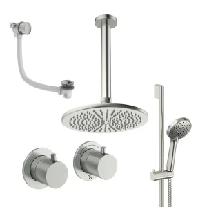 Crosswater Module Shower Set 7 Brushed Nickel 300mm Ceiling Mounted