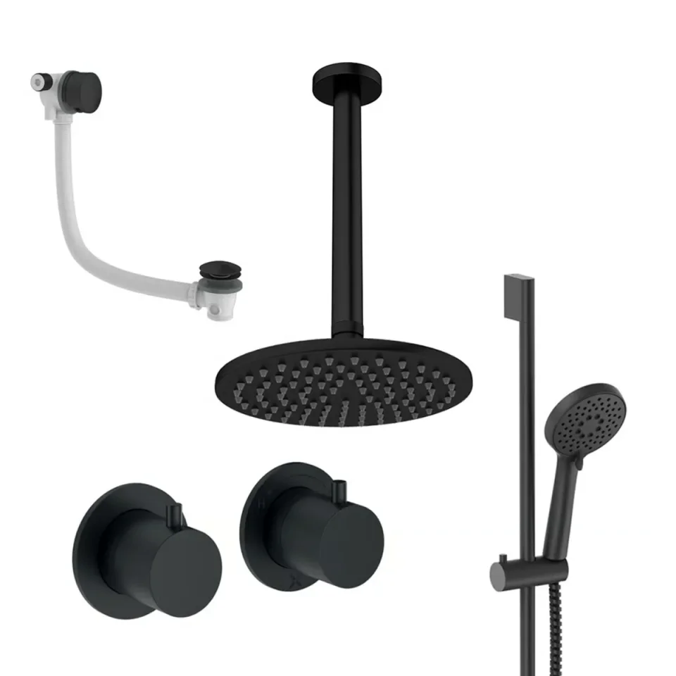 Crosswater Module Shower Set 7 Matt Black 200mm Ceiling Mounted product image - Image 1