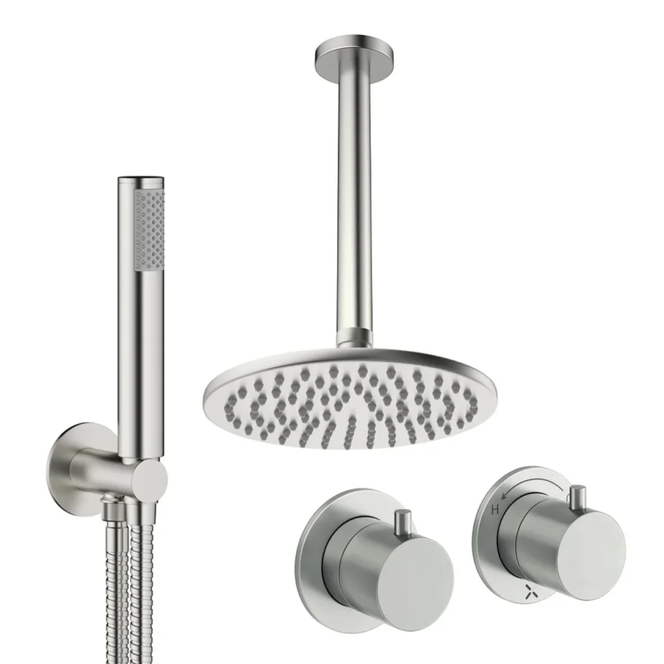Crosswater Module Shower Set 1 Brushed Nickel 200mm Ceiling Mounted product image - Image 1
