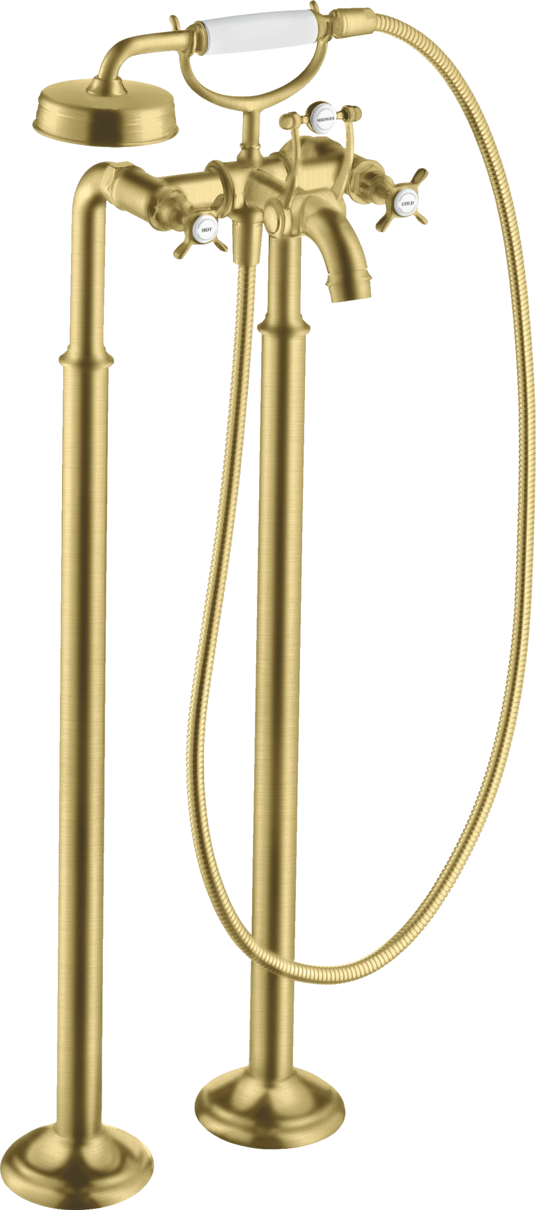 Axor Montreux 2-handle Manual Bath Mixer Floor-standing With Cross Handles Brushed Brass