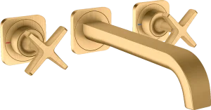 Axor Citterio E 3-hole Basin Mixer For Concealed Installation Wall-mounted With Spout 220 Mm And Escutcheons Brushed Brass