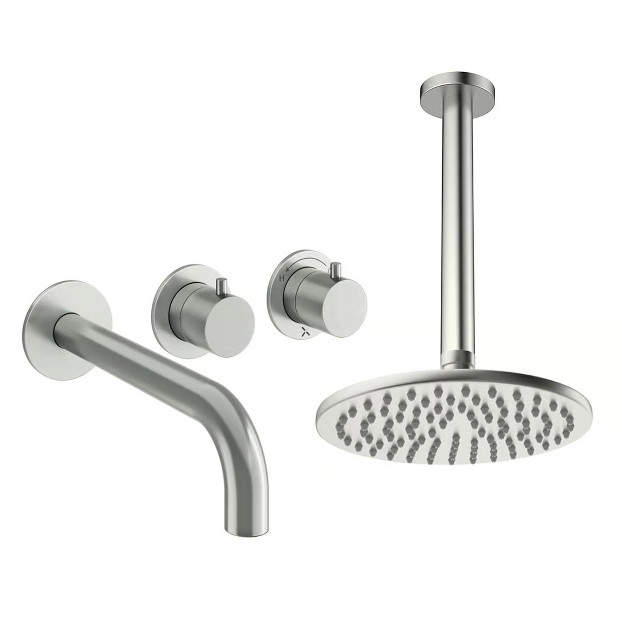 Crosswater Module Shower Set 3 Brushed Nickel 200mm Ceiling Mounted