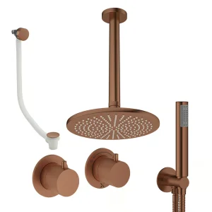 Crosswater Module Shower Set 6 Brushed Bronze 300mm Ceiling Mounted