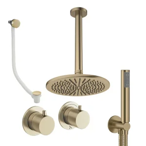 Crosswater Module Shower Set 6 Brushed Brass 300mm Ceiling Mounted
