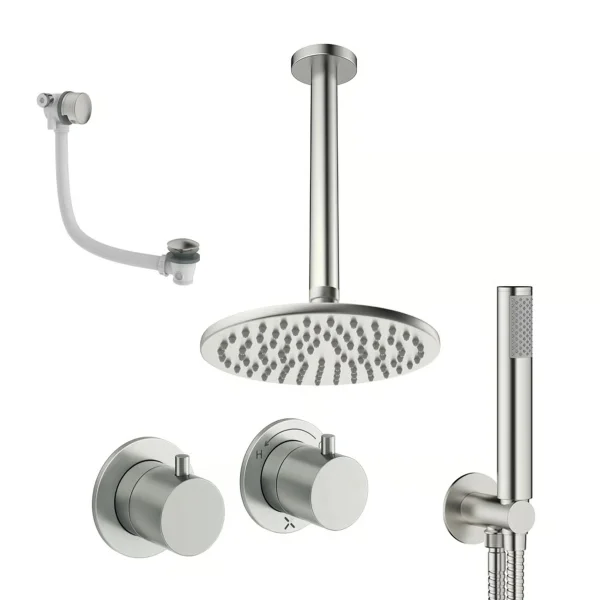 Crosswater Module Shower Set 6 Brushed Nickel 200mm Ceiling Mounted