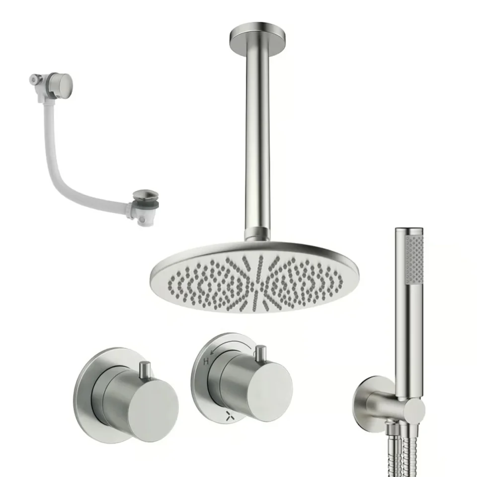 Crosswater Module Shower Set 6 Brushed Nickel 300mm Ceiling Mounted product image - Image 1
