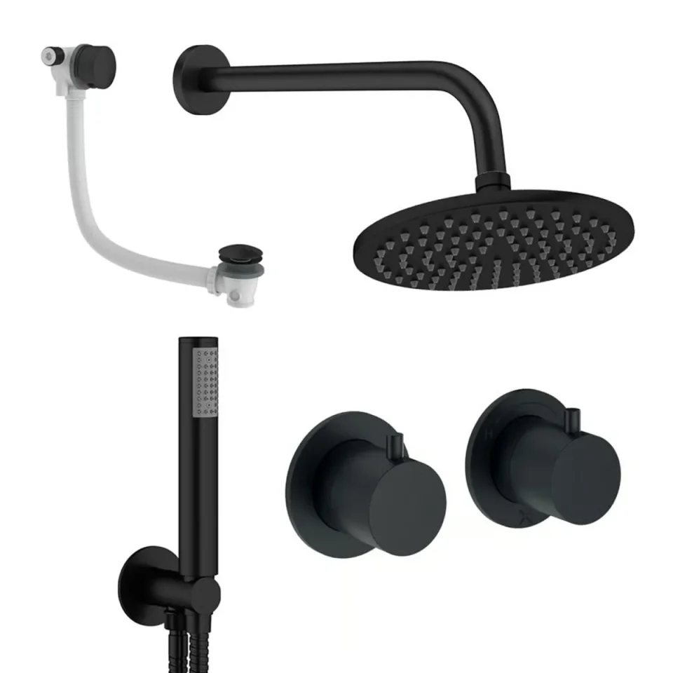 Crosswater Module Shower Set 6 Matt Black 200mm product image - Image 1