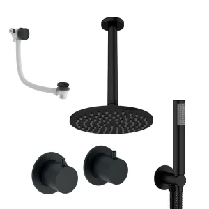 Crosswater Module Shower Set 6 Matt Black 200mm Ceiling Mounted