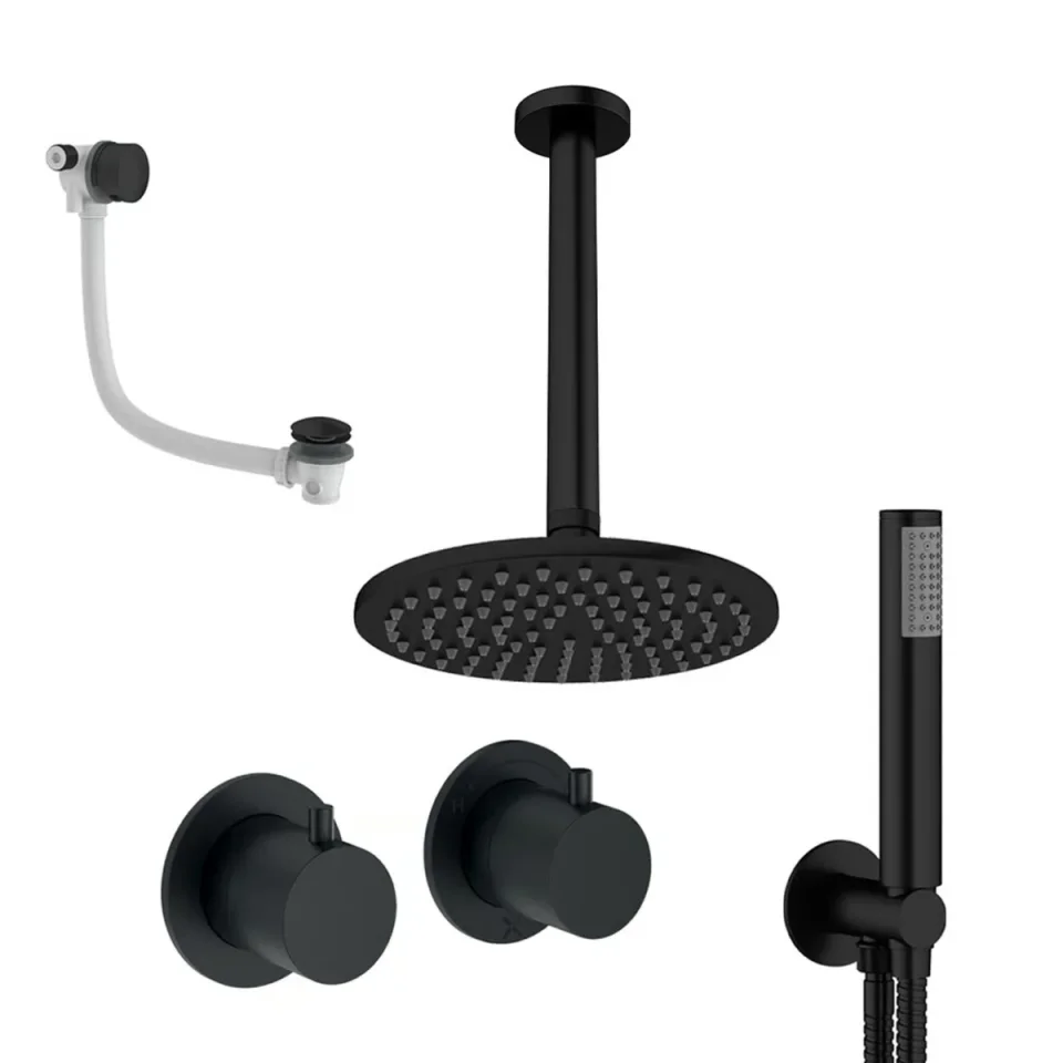 Crosswater Module Shower Set 6 Matt Black 200mm Ceiling Mounted product image - Image 1